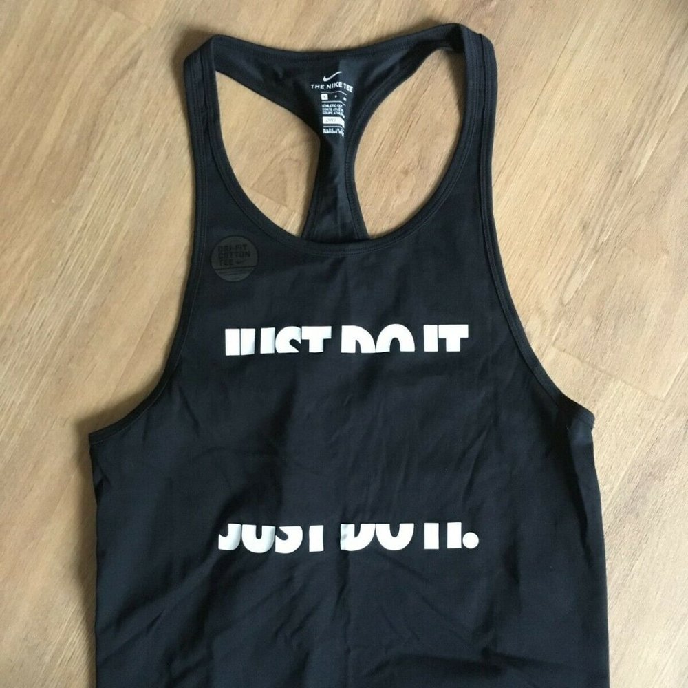 New | Women’s Nike Just Do It Dri-Fit Black Cotton Tee Tank Top Size Small